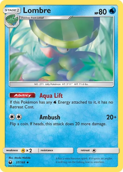 Lombre #37/168 Pokémon card from SM - Celestial Storm