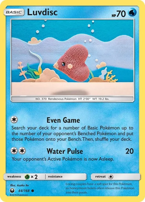 Luvdisc #44/168 Reverse Holofoil Pokémon card from SM - Celestial Storm