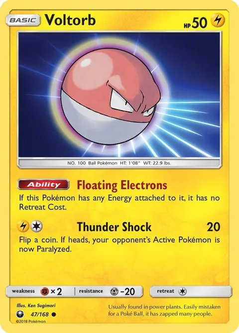 Voltorb #47/168 Reverse Holofoil Pokémon card from SM - Celestial Storm