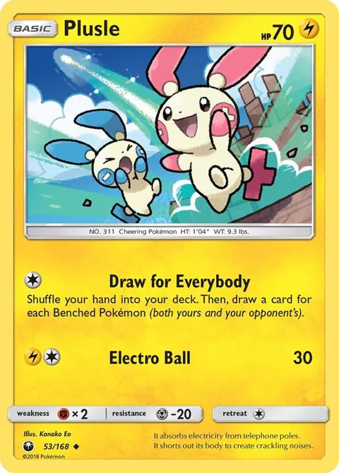 Plusle #53/168 Pokémon card from SM - Celestial Storm