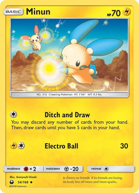 Minun #54/168 Pokémon card from SM - Celestial Storm