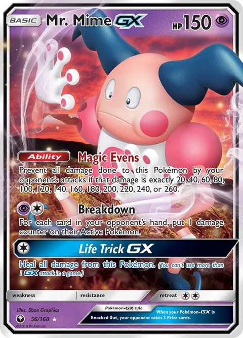 Mr. Mime GX #56/168 Holofoil Pokémon card from SM - Celestial Storm