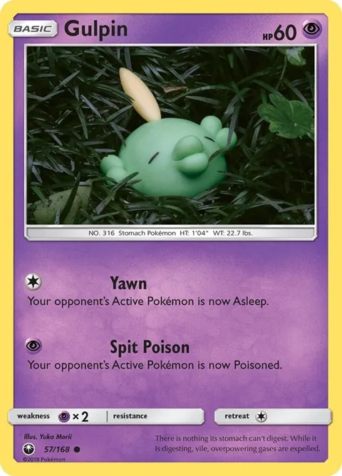 Gulpin #57/168 Reverse Holofoil Pokémon card from SM - Celestial Storm