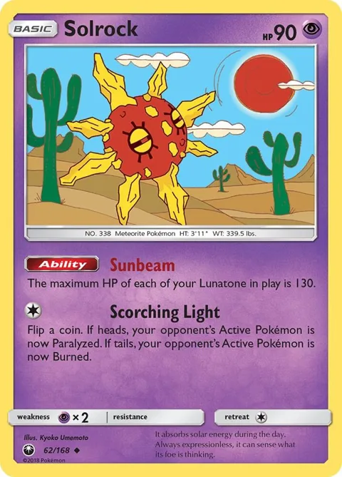 Solrock #62/168 Pokémon card from SM - Celestial Storm