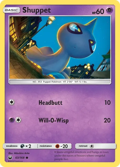 Shuppet 63 #63/168 Pokémon card from SM - Celestial Storm