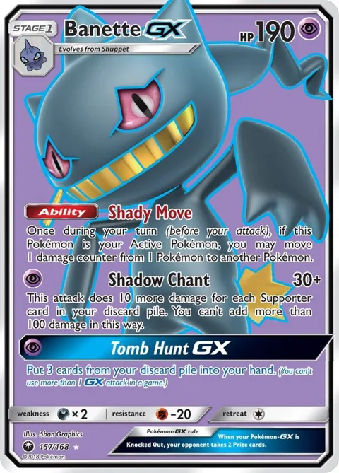 Banette GX Full Art #157/168 Holofoil Pokémon card from SM - Celestial Storm