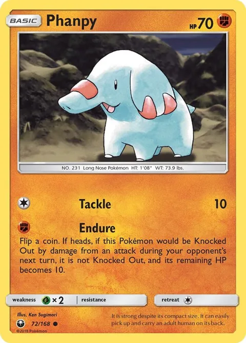 Phanpy #72/168 Pokémon card from SM - Celestial Storm