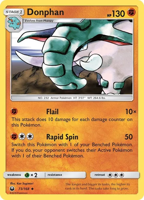 Donphan #73/168 Pokémon card from SM - Celestial Storm