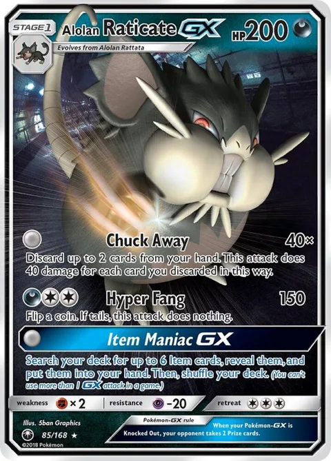 Alolan Raticate GX #85/168 Holofoil Pokémon card from SM - Celestial Storm