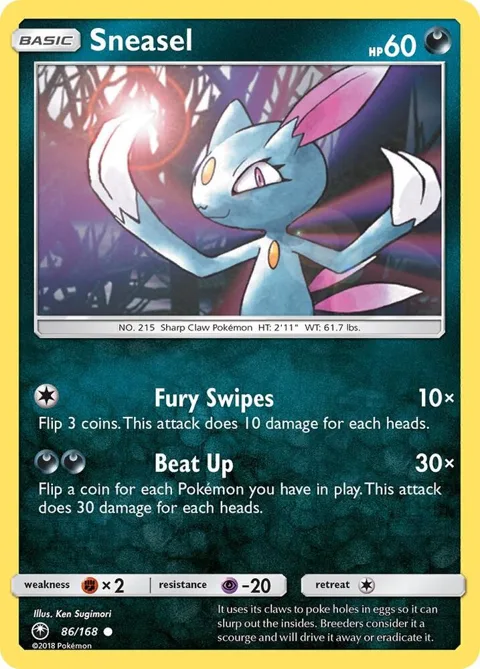 Sneasel #86/168 Pokémon card from SM - Celestial Storm