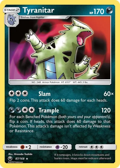Tyranitar #87/168 Holofoil Pokémon card from SM - Celestial Storm