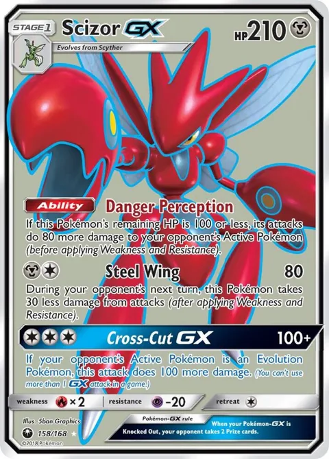 Scizor GX Full Art #158/168 Holofoil Pokémon card from SM - Celestial Storm