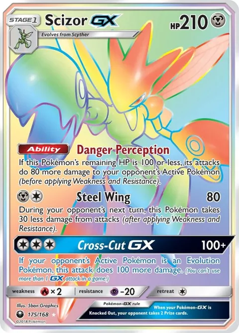 Scizor GX Secret Rare #175/168 Holofoil Pokémon card from SM - Celestial Storm
