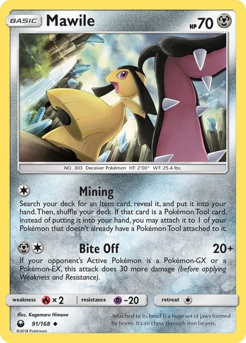 Mawile #91/168 Pokémon card from SM - Celestial Storm