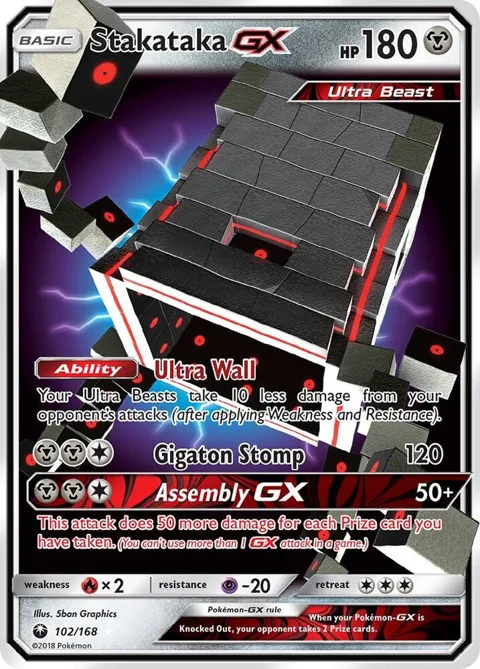Stakataka GX #102/168 Holofoil Pokémon card from SM - Celestial Storm