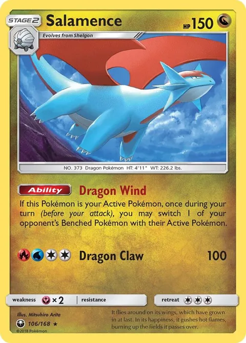 Salamence #106/168 Reverse Holofoil Pokémon card from SM - Celestial Storm