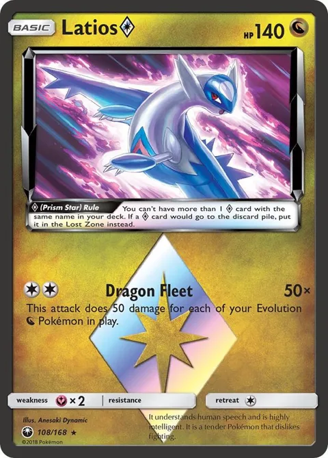 Latios Prism Star #108/168 Holofoil Pokémon card from SM - Celestial Storm