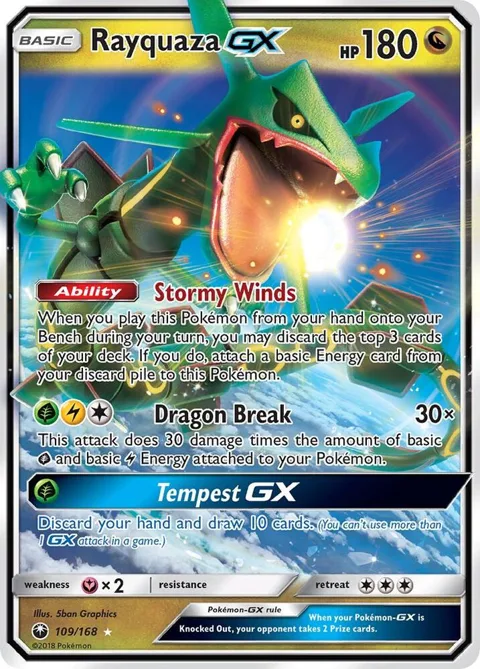 Rayquaza GX #109/168 Holofoil Pokémon card from SM - Celestial Storm