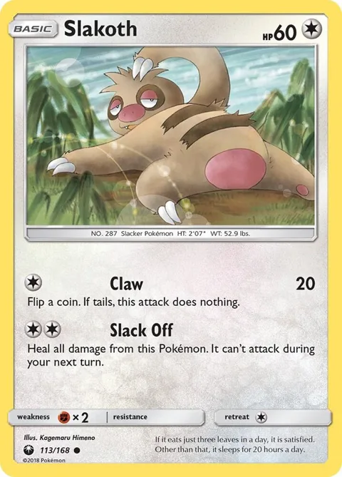 Slakoth #113/168 Pokémon card from SM - Celestial Storm