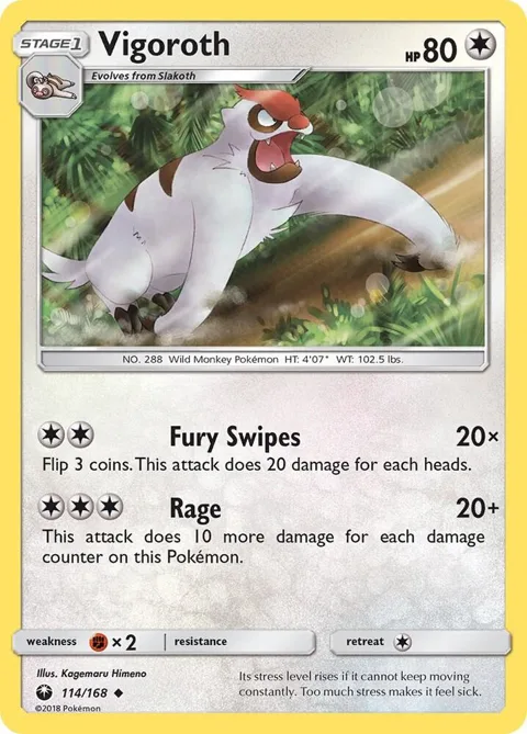 Vigoroth #114/168 Pokémon card from SM - Celestial Storm