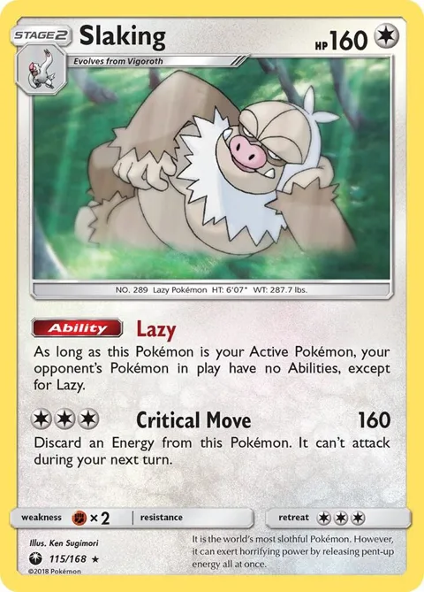 Slaking #115/168 Reverse Holofoil Pokémon card from SM - Celestial Storm