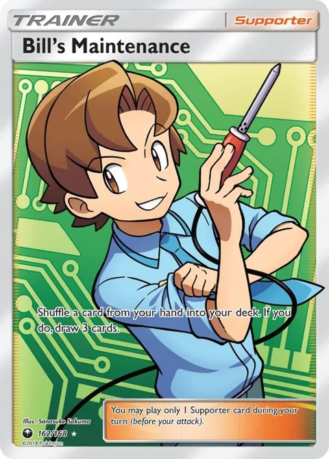 Bill's Maintenance Full Art #162/168 Holofoil Pokémon card from SM - Celestial Storm