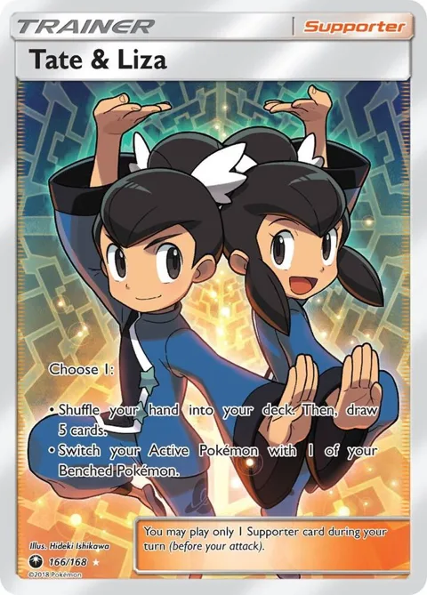 Tate & Liza Full Art #166/168 Holofoil Pokémon card from SM - Celestial Storm