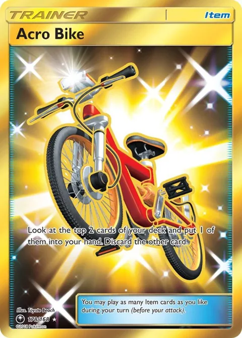 Acro Bike Secret Rare #178/168 Holofoil Pokémon card from SM - Celestial Storm