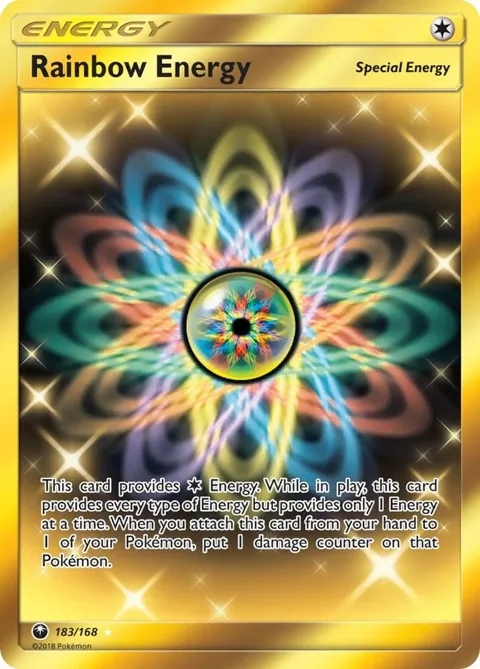 Rainbow Energy Secret Rare #183/168 Holofoil Pokémon card from SM - Celestial Storm