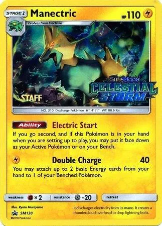 Manectric - SM130 Prerelease [Staff] #SM130 Holofoil Pokémon card from SM Promos