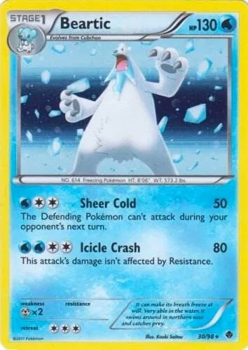 Beartic - 30/98 Cracked Ice Holo #030/098 Holofoil Pokémon card from Blister Exclusives