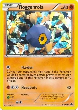Roggenrola - 49/98 Cracked Ice Holo #049/098 Holofoil Pokémon card from Blister Exclusives