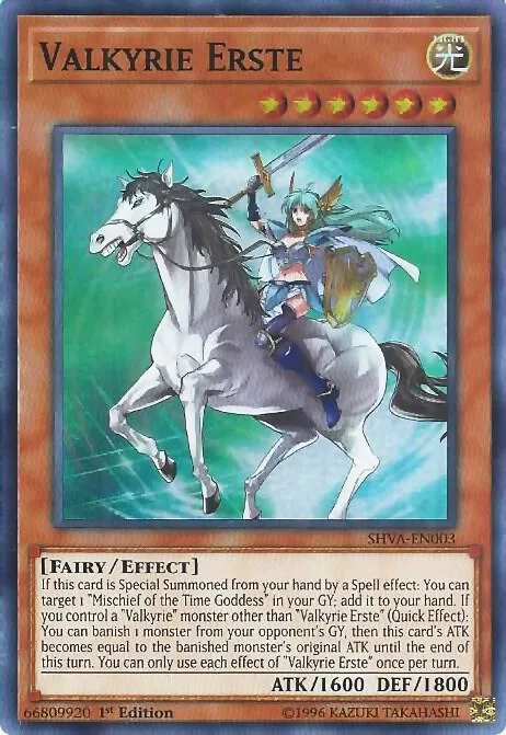 Valkyrie Erste SHVA-EN003 Yu-Gi-Oh card from Shadows in Valhalla