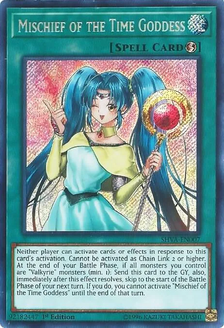 Mischief of the Time Goddess SHVA-EN007 Yu-Gi-Oh card from Shadows in Valhalla