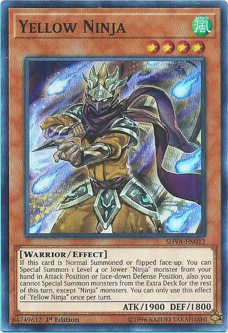 Yellow Ninja SHVA-EN012 Yu-Gi-Oh card from Shadows in Valhalla