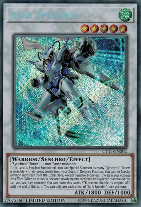 Junk Speeder CT15-EN002 Yu-Gi-Oh card from 2018 Mega-Tins