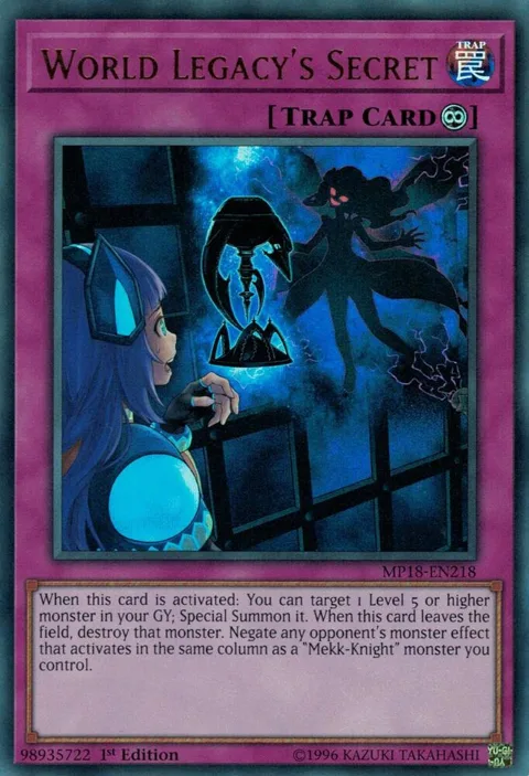 World Legacy's Secret MP18-EN218 Yu-Gi-Oh card from 2018 Mega-Tins Mega Pack