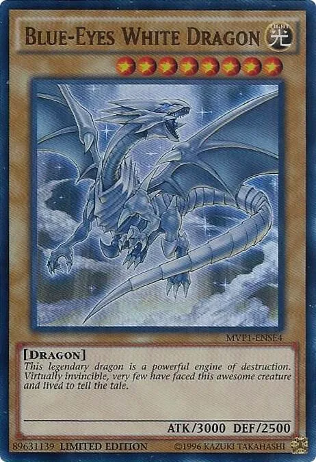 Blue-Eyes White Dragon MVP1-ENSE4 Yu-Gi-Oh card from The Dark Side of Dimensions Movie Pack: Special Edition