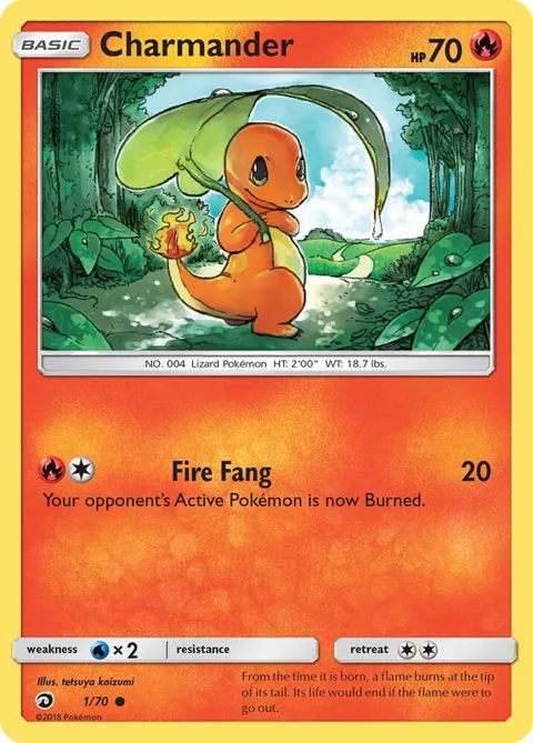 Charmander #1/70 Reverse Holofoil Pokémon card from Dragon Majesty