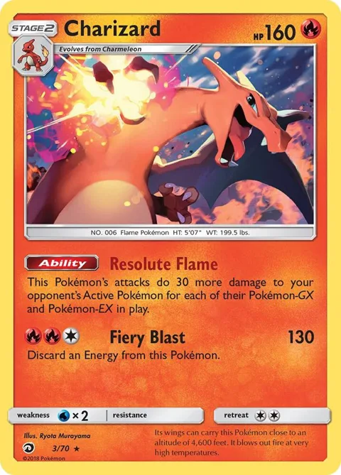 Charizard #3/70 Holofoil Pokémon card from Dragon Majesty