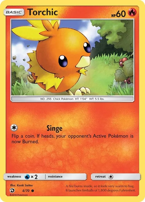 Torchic #4/70 Reverse Holofoil Pokémon card from Dragon Majesty