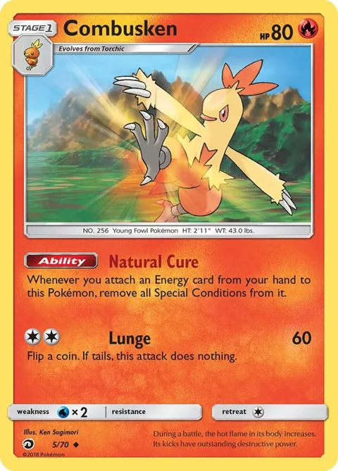 Combusken #5/70 Reverse Holofoil Pokémon card from Dragon Majesty