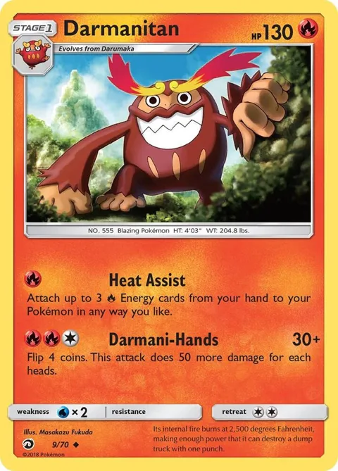 Darmanitan #9/70 Reverse Holofoil Pokémon card from Dragon Majesty