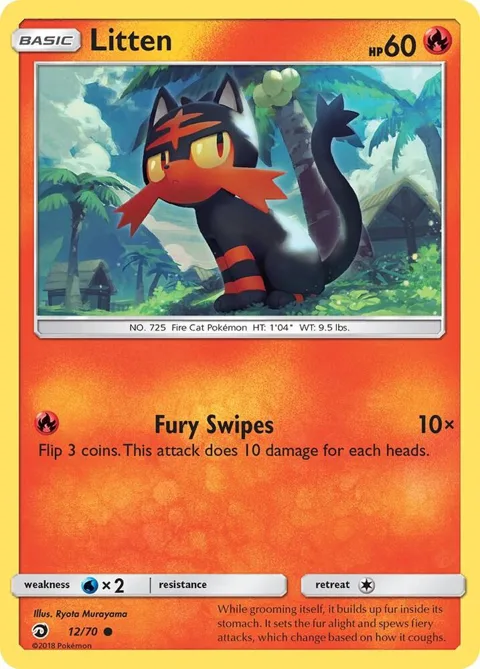 Litten #12/70 Pokémon card from Dragon Majesty