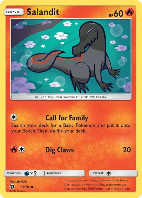Salandit #13/70 Reverse Holofoil Pokémon card from Dragon Majesty