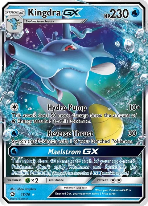 Kingdra GX #18/70 Holofoil Pokémon card from Dragon Majesty