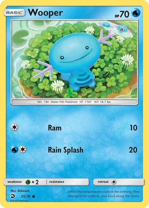Wooper #25/70 Pokémon card from Dragon Majesty
