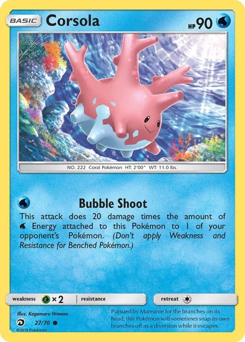 Corsola #27/70 Reverse Holofoil Pokémon card from Dragon Majesty