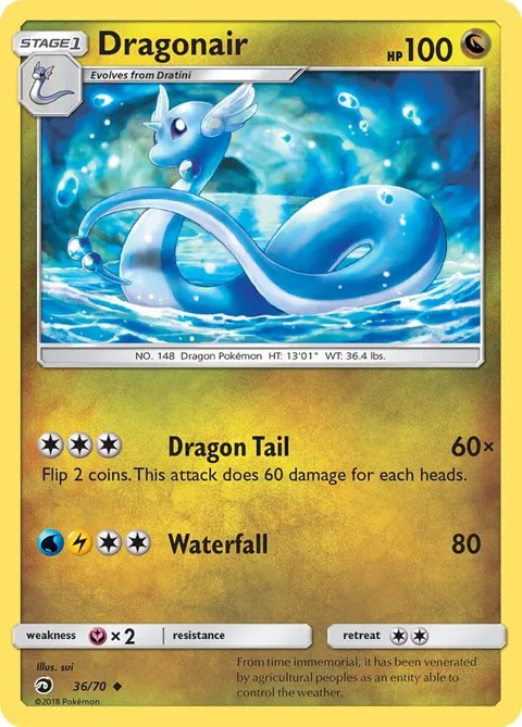 Dragonair #36/70 Reverse Holofoil Pokémon card from Dragon Majesty