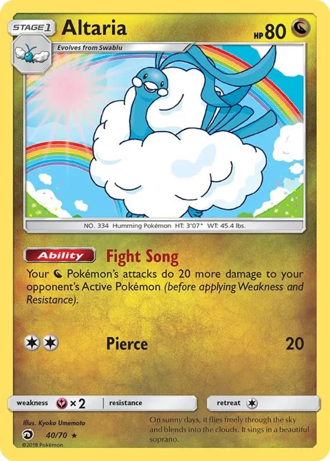 Altaria #40/70 Holofoil Pokémon card from Dragon Majesty